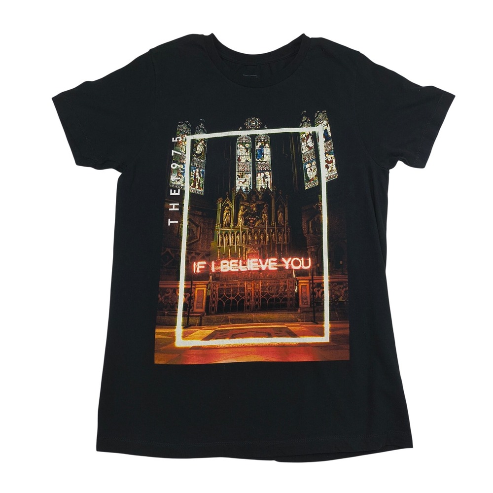 The 1975 Band Shirt Mens Medium Black If I Believe You Graphic Tee Neon Church